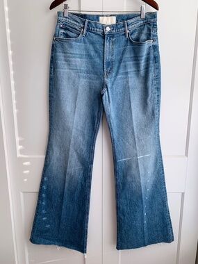 Mother Jeans The Doozy Fray High Rise Flare Jeans Women's Plus Size 32 Superior